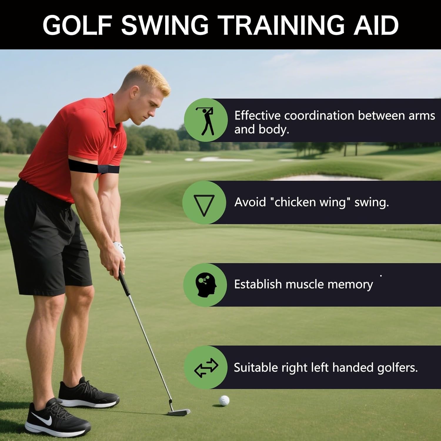 Professional Golf Swing Training Aid with Arm Connection Band