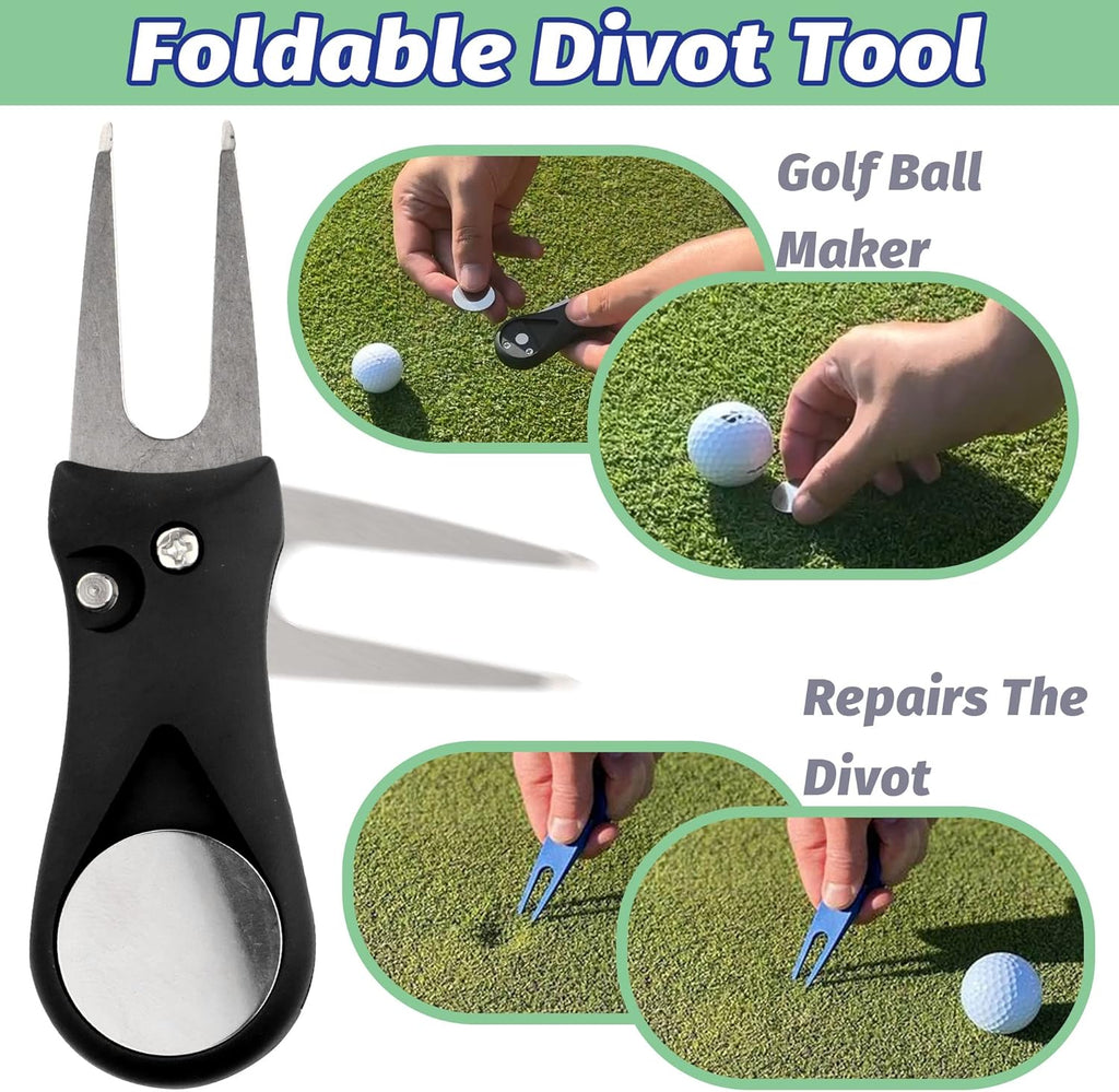 Comprehensive 29-in-1 Golf Essentials Kit - Includes Golf Towel, Club Brush, Gift Golf Balls, Line Stencils and Pens, Tees, Markers, and Divot Repair Tool - Premium Accessories for Golf Enthusiasts