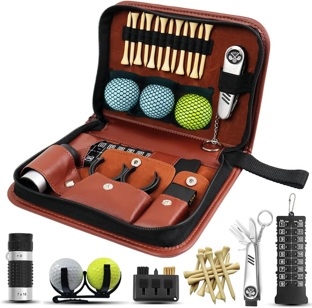 Men's Golf Accessories Kit: Comprehensive Gift Set with Rangefinder, Multi-Function Clubs, Golf Balls, Brushes, Scorekeeper, Shafts, Clips, and Gift Boxes