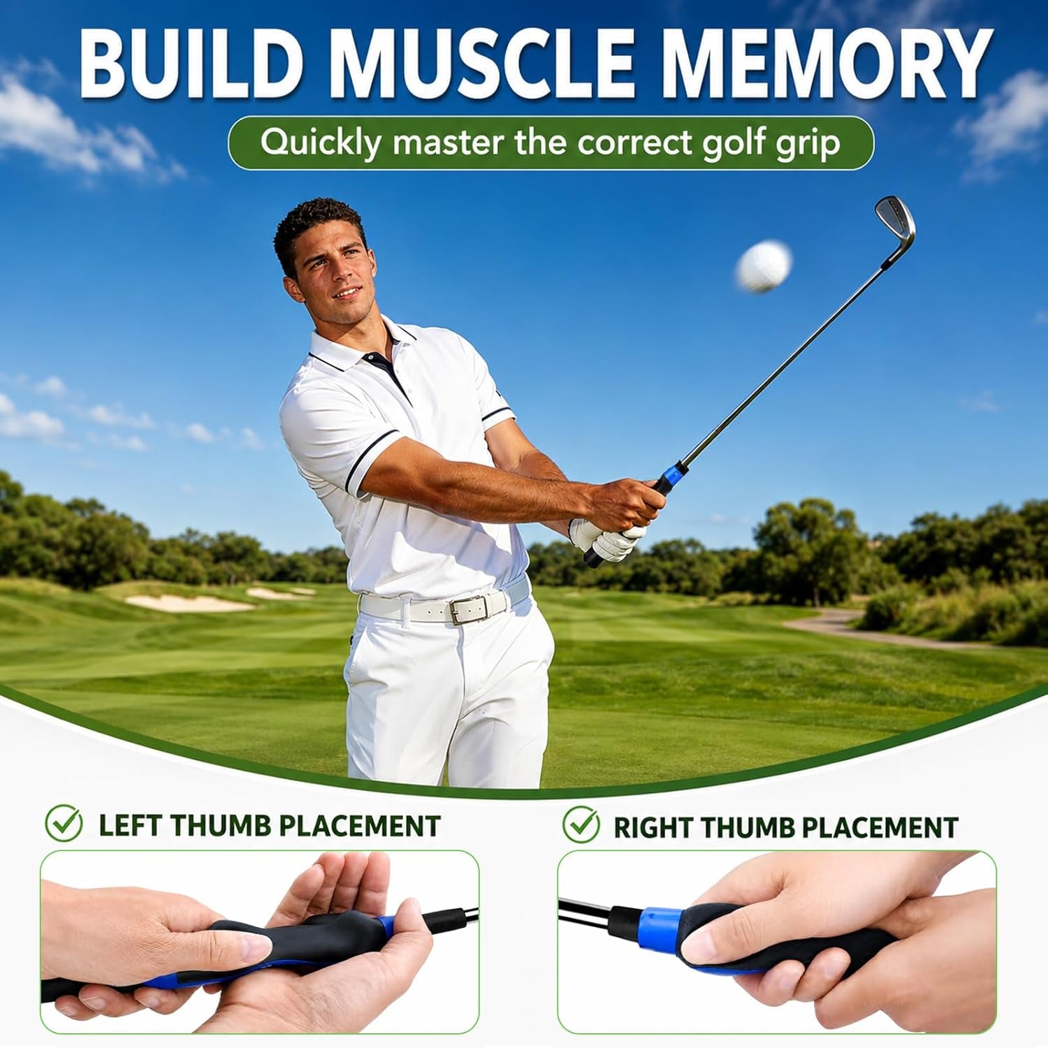 Professional Golf Grip Trainer and Training Aid Kit for Optimal Hand Positioning