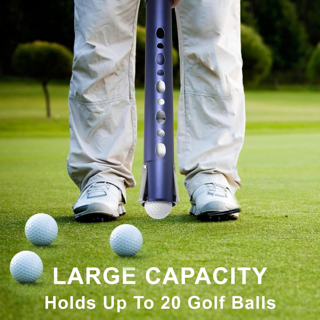 Aluminium Alloy Golf Ball Retriever Shag Tube - Holds 20 Golf Balls, Blue/Black