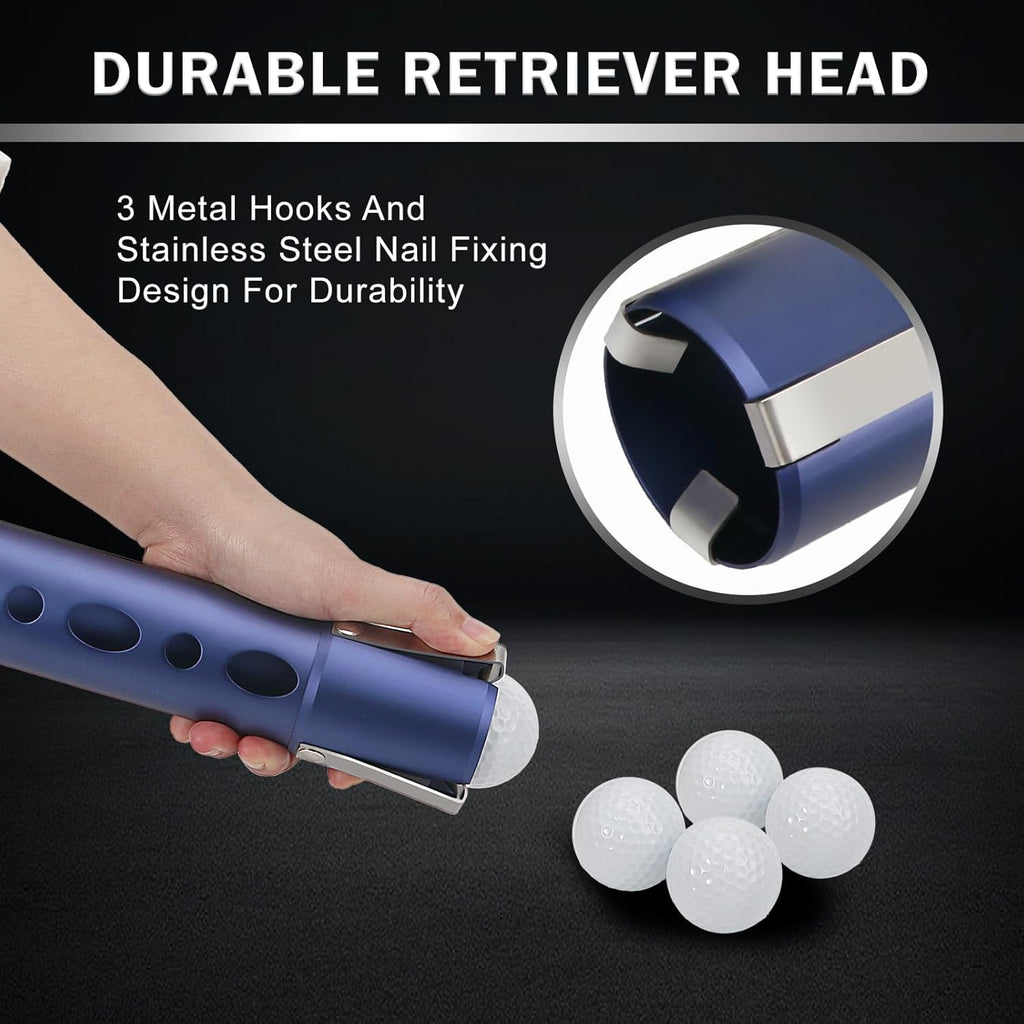 Aluminium Alloy Golf Ball Retriever Shag Tube - Holds 20 Golf Balls, Blue/Black