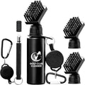 Golf Club Brush Cleaner with Groove Sharpener, Includes 3 Replacement Brush Heads and 2 Retractable Clips - Essential Golf Accessories for Men, Ideal Golf Gifts and Cleaning Kit