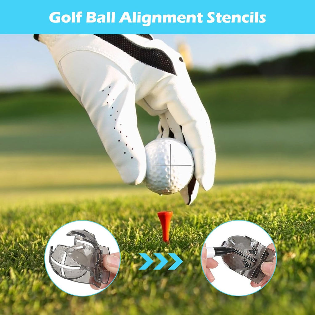 Professional Golf Club Cleaning Kit with Water Brush, Towel, Divot Repair Tool, Groove Sharpener, and Golf Ball Alignment Accessories