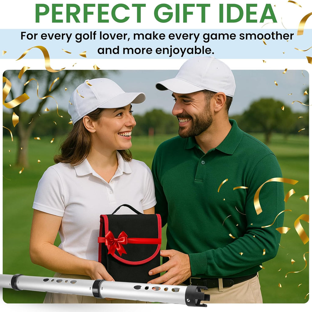 Premium Telescopic Golf Ball Retriever and Accessories Set: Includes Golf Tees, Ball Cleaner, Stamp, Holder, and Practice Balls