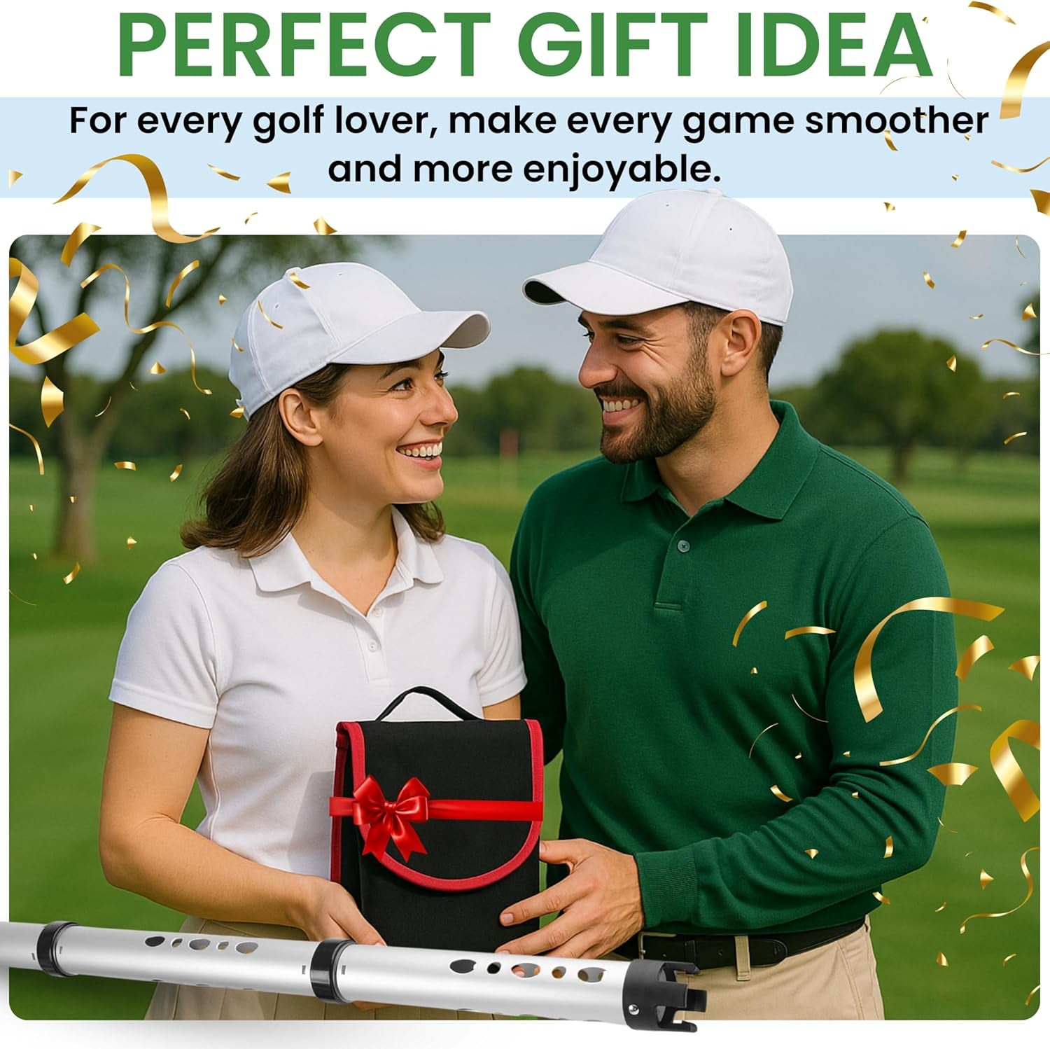 Premium Telescopic Golf Ball Retriever and Accessories Set: Includes Golf Tees, Ball Cleaner, Stamp, Holder, and Practice Balls