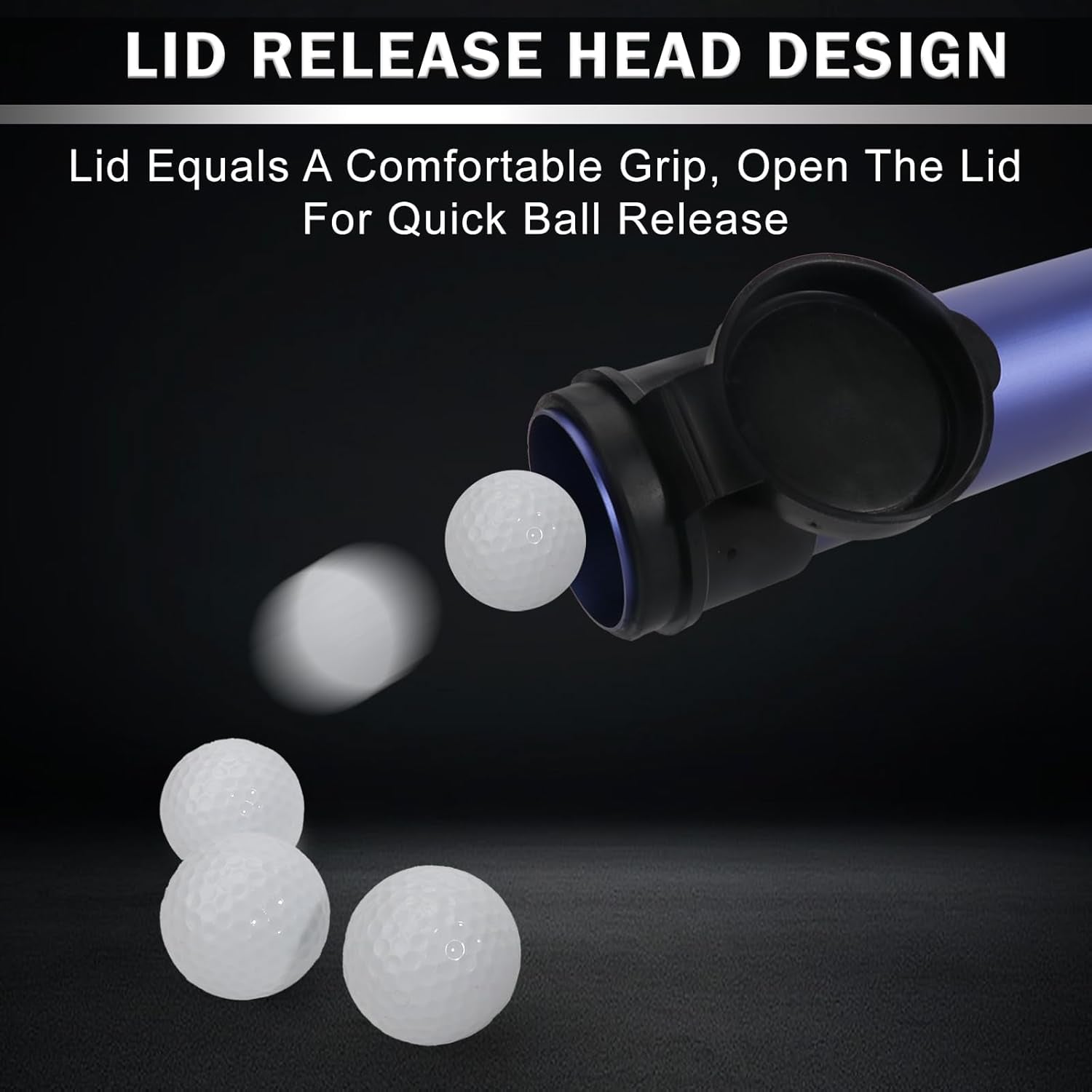 Aluminium Alloy Golf Ball Retriever Shag Tube - Holds 20 Golf Balls, Blue/Black